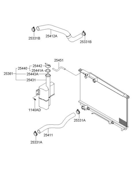 2001 Hyundai XG300 Radiator Hose & Reservoir Tank Diagram 2