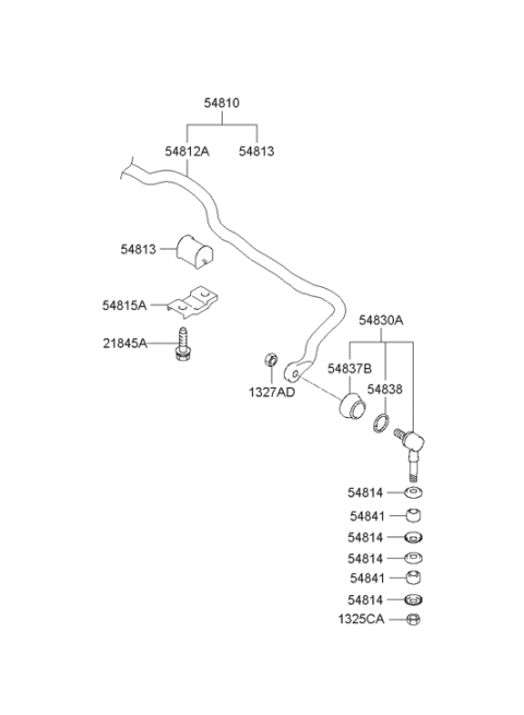 2002 Hyundai XG350 Stabilizer Bar Bracket Diagram for 54815-38110