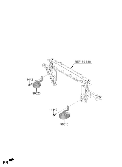 2024 Hyundai Genesis Electrified G80 Horn Assembly-Low Pitch Diagram for 96611-T1000