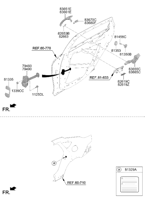 2023 Hyundai Genesis Electrified G80 HANDLE-REAR DOOR OUTSIDE,LH Diagram for 83651-T6000