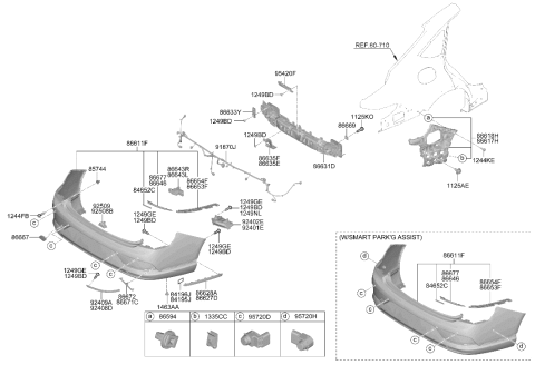 2024 Hyundai Genesis Electrified G80 Rear Bumper Lower Cover Diagram for 86650-JI070