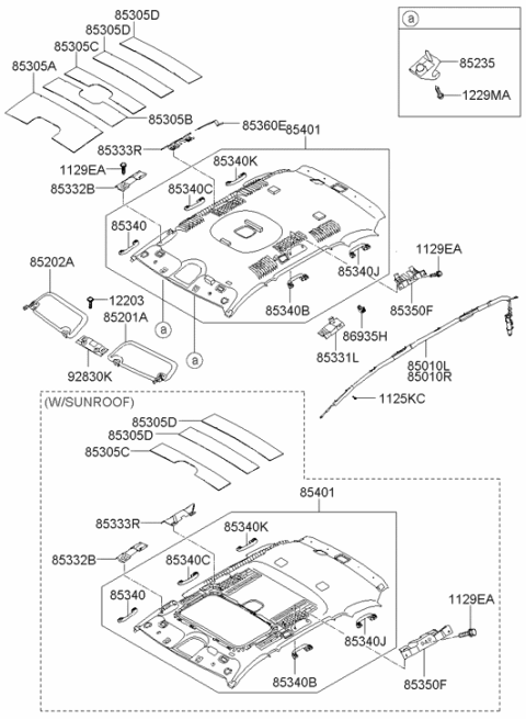 2006 Hyundai Santa Fe Sun Visor Assembly Right Diagram for 85220-0W110-J9