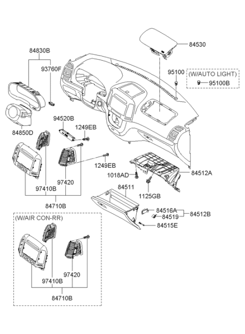 2006 Hyundai Santa Fe Passenger Air Bag Assembly Diagram for 84560-2B500-WK