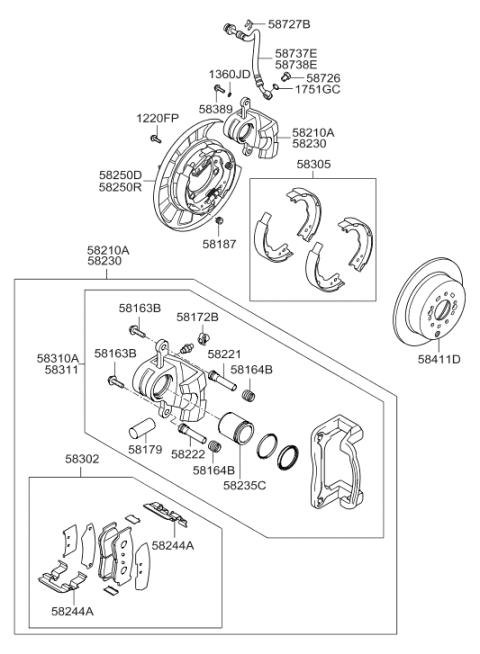 2006 Hyundai Santa Fe Rear Brake Disc Diagram for 58411-2B000