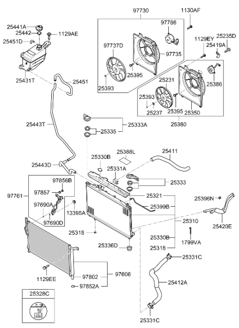 2006 Hyundai Santa Fe Radiator Assembly Diagram for 25310-2B100