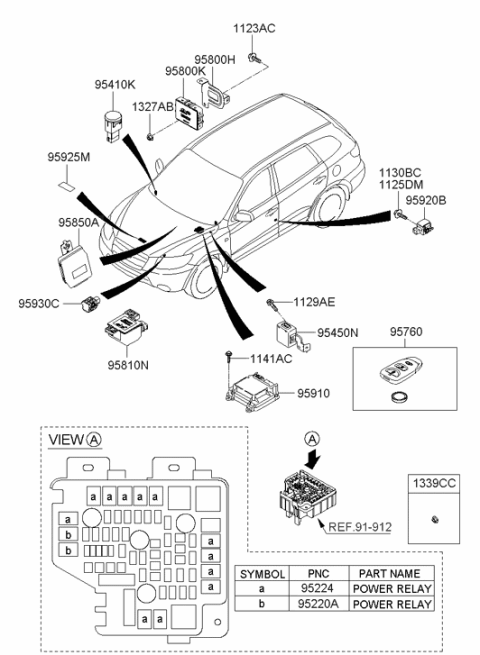 2006 Hyundai Santa Fe Air Bag Control Module Assembly Diagram for 95910-0W000