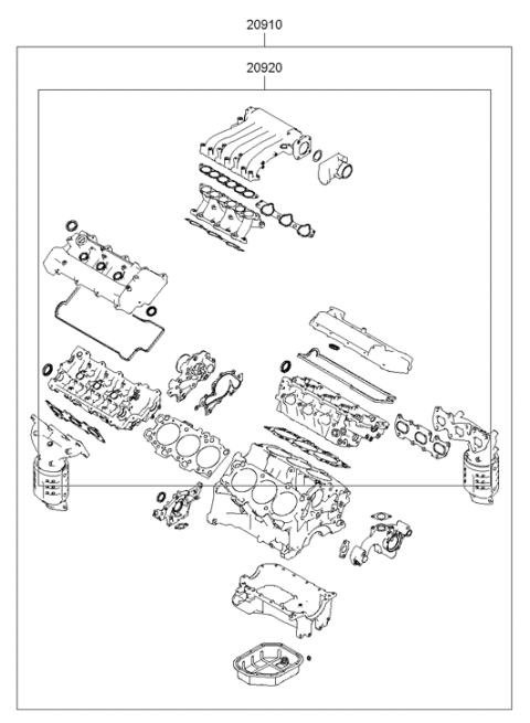 2006 Hyundai Santa Fe Engine Overhaul Gasket Kit Diagram for 20910-3EA00