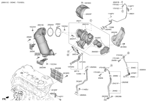 2026 Hyundai Sonata Exhaust Manifold Gasket Diagram for 28521-2T200