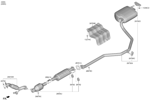 2024 Hyundai Sonata Muffler & Exhaust Pipe Diagram 2