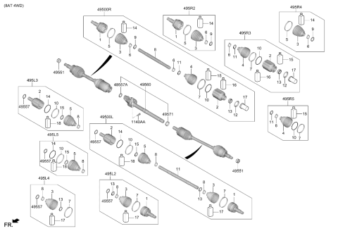 2026 Hyundai Sonata Joint Kit Diff Side Right Hand Diagram for 495R3-L1050