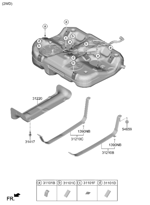 2026 Hyundai Sonata BAND ASSY-FUEL TANK RH Diagram for 31211-L8700