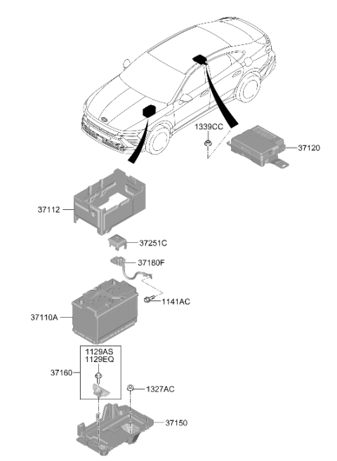 2024 Hyundai Sonata Battery Sensor Assembly Diagram for 37180-L1500