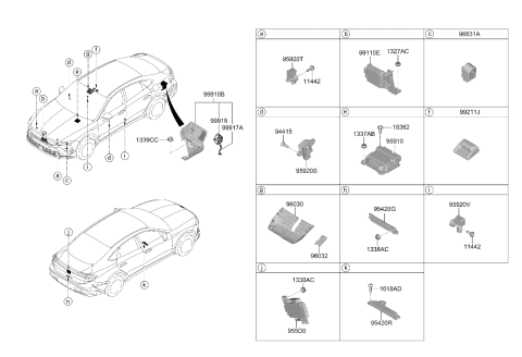 2024 Hyundai Sonata Antenna Assembly-Smart Key Diagram for 95460-L1030