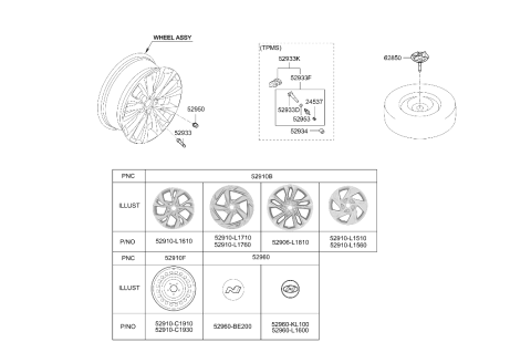 2024 Hyundai Sonata CAP ASSY-WHEEL HUB Diagram for 52960-L1600
