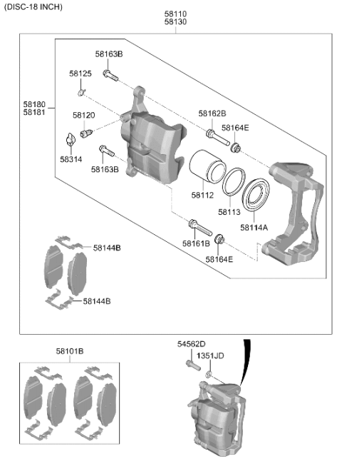2024 Hyundai Sonata Front Wheel Brake Diagram 2