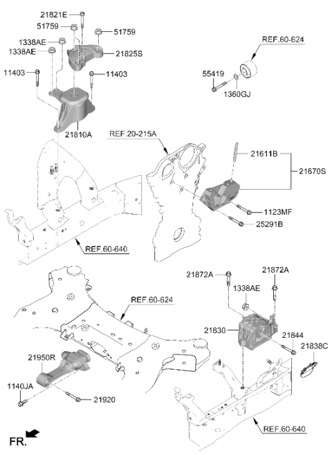 2024 Hyundai Sonata BRACKET ASSY-TRANSMISSION MTG Diagram for 21830-L1370