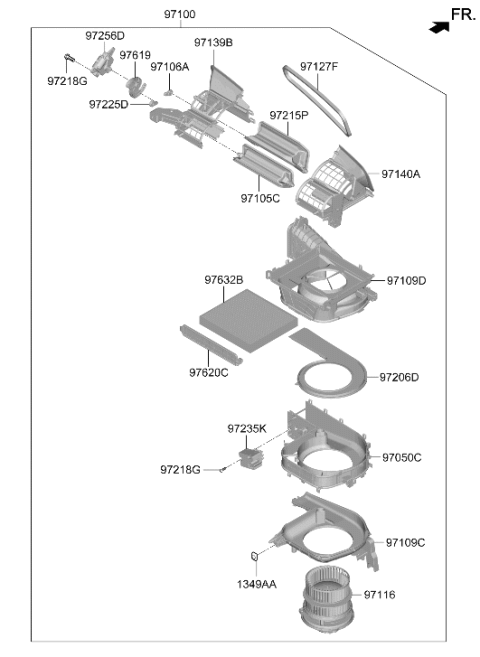2024 Hyundai Sonata MOTOR & FAN ASSY-A/C BLOWER Diagram for 97113-L1AA0