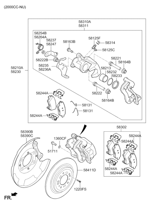 2018 Hyundai Elantra Rear Wheel Brake Assembly Right Hand Diagram for 58230-F2300