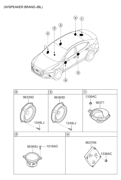 2017 Hyundai Elantra Korean made Speaker Diagram 2