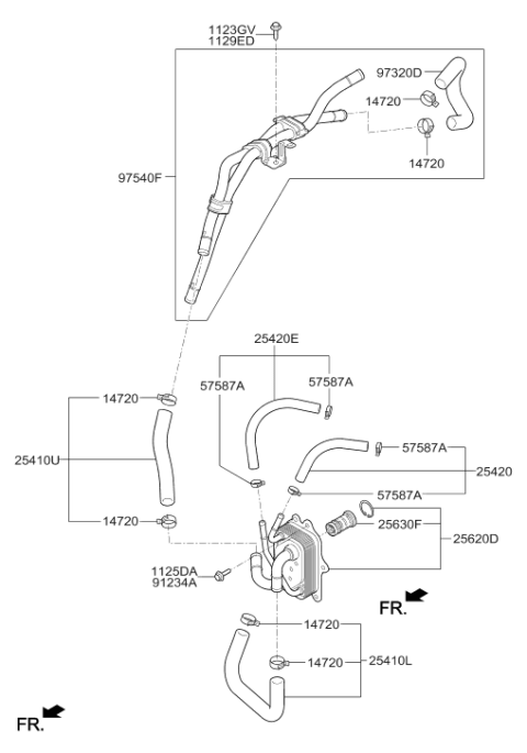 2018 Hyundai Elantra Hose Assembly-Radiator,Lower Diagram for 25415-F2500