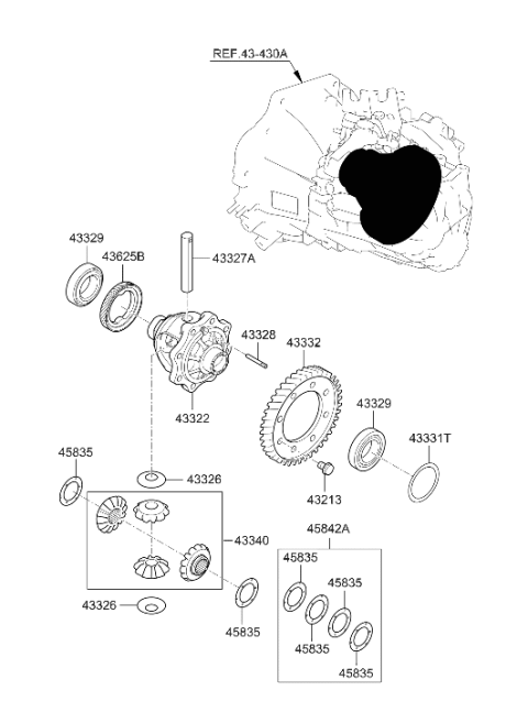 2016 Hyundai Elantra Differential Case Diagram for 43322-32200