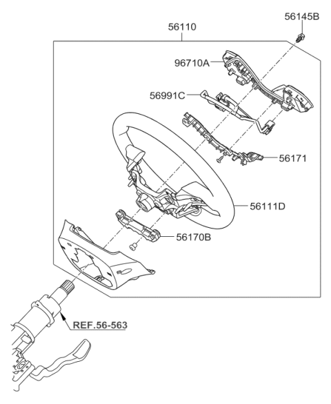 2017 Hyundai Elantra Steering Remote Control Switch Assembly Diagram for 96700-F2100