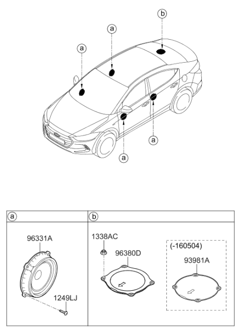 2016 Hyundai Elantra Door Speaker Assembly Diagram for 96330-F2000