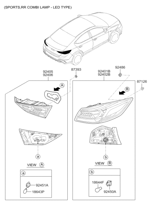 2017 Hyundai Elantra Korean made Rear Combination Lamp Diagram 3