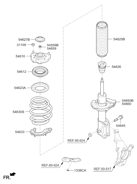 2017 Hyundai Elantra Front Strut Assembly Left Diagram for 54651-F2700