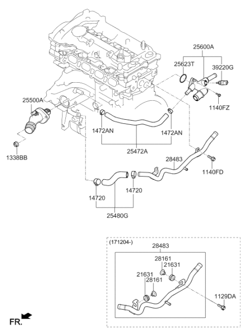2017 Hyundai Elantra Korean made Coolant Pipe & Hose Diagram 2