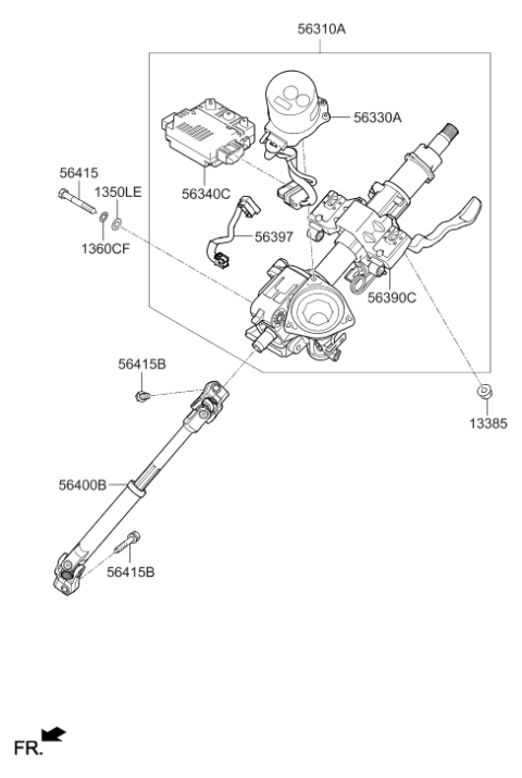2018 Hyundai Elantra Column & Housing Assembly Diagram for 56390-F2200