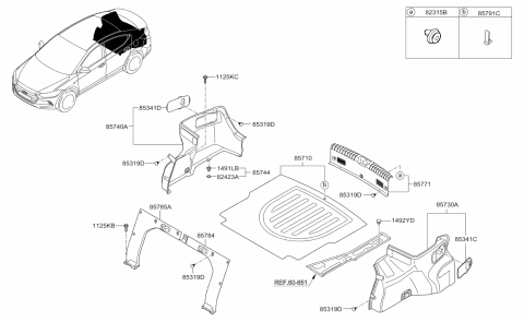 2017 Hyundai Elantra Trim-Partition Side LH Diagram for 85784-F2000-TRY