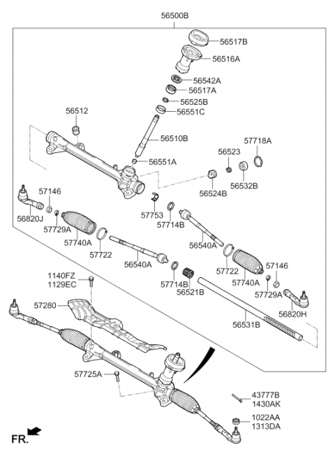 2017 Hyundai Elantra Steering Gear Assembly Diagram for 56500-F2000