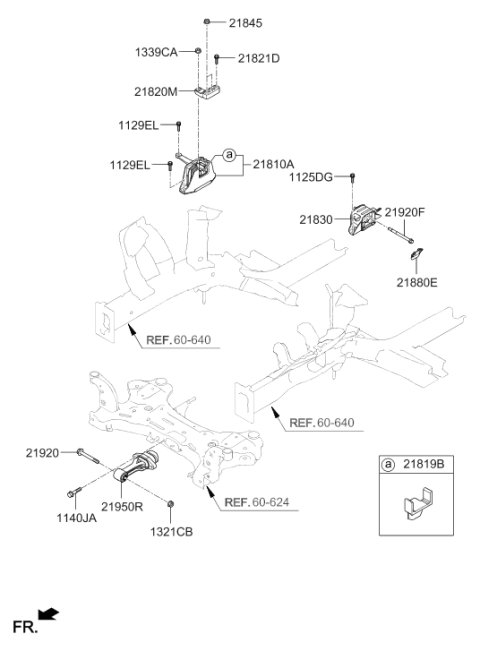 2016 Hyundai Elantra Engine Mounting Bracket Assembly Diagram for 21810-F2000