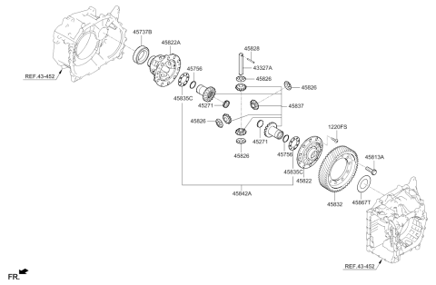 2016 Hyundai Elantra Differential Drive Gear Diagram for 45832-2F000