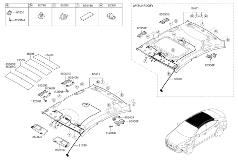 2018 Hyundai Elantra Sun Visor Assembly Right Diagram for 85220-F2300-TTX