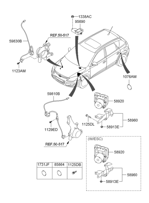 2012 Hyundai Elantra Touring Hydraulic Module Bracket Diagram for 58960-2H500