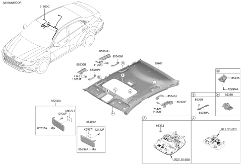2025 Hyundai Elantra Gas Sunvisor & Head Lining Diagram 2