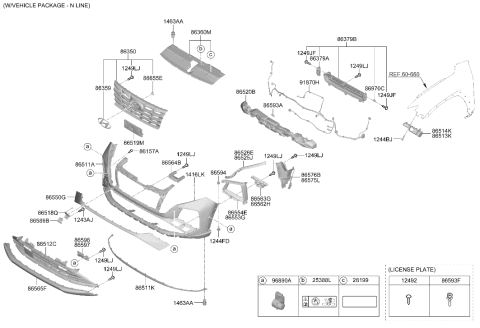 2022 Hyundai Tucson Hybrid Front Bumper Diagram 2
