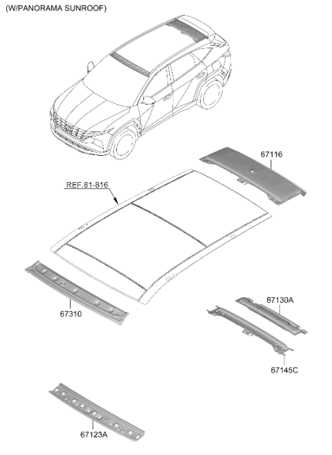 2024 Hyundai Tucson Hybrid Roof Panel Diagram 2