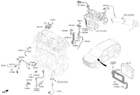 2022 Hyundai Tucson Oxygen Sensor Assembly Diagram for 39210-2M425