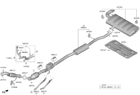 2023 Hyundai Tucson Rear Muffler Assembly Diagram for 28710-P0500
