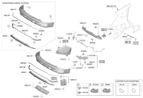 2024 Hyundai Tucson Rear Bumper Lower Cover Diagram for 86650-P0CB0
