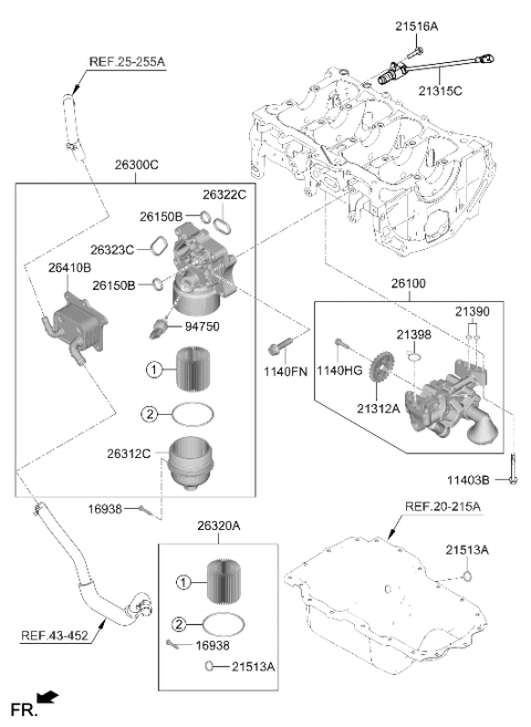 2022 Hyundai Tucson Complete Assembly-Oil Filter Diagram for 26300-2MHA0