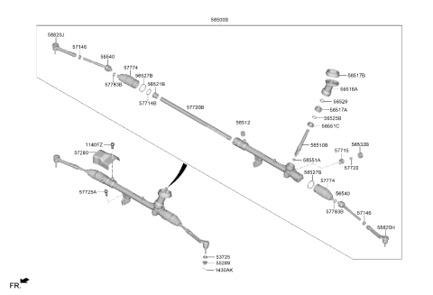 2023 Hyundai Tucson Steering Gear Assembly Diagram for 56500-N9100