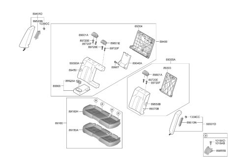 2026 Hyundai Sonata Hybrid Rear Seat Cushion Assembly Diagram for 89100-L5032-VSG
