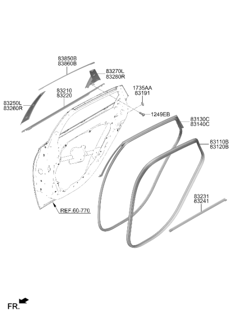 2026 Hyundai Sonata Hybrid W/STRIP ASSY-RR DR BELT O/S LH Diagram for 83210-L1500