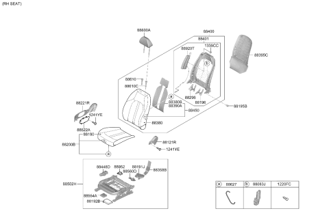 2024 Hyundai Sonata Hybrid Front Seat Cushion Assembly Right Hand Diagram for 88200-L1GA0-VSA