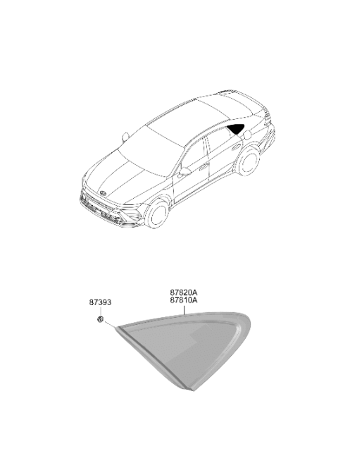 2025 Hyundai Sonata Hybrid Glass & Moulding Assembly-Quarter Diagram for 87810-L1510