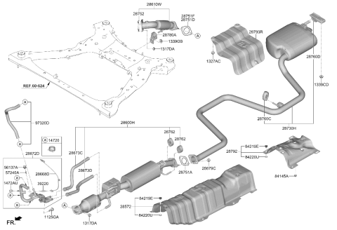 2025 Hyundai Sonata Hybrid Rear Muffler Assembly Diagram for 28710-L5250